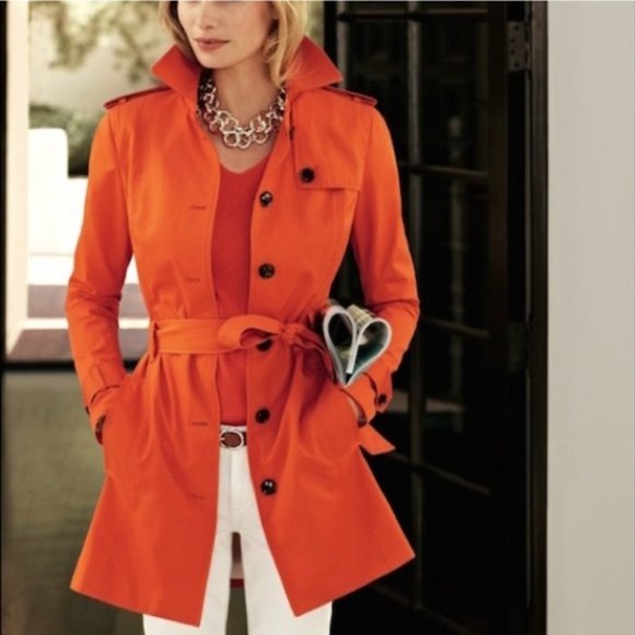 Banana Republic Jackets & Blazers - Banana Republic Essential Trench Rain Coat in Bright Orange 🧥